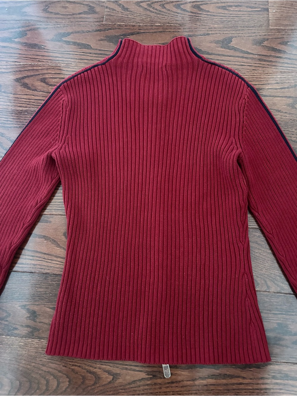 Studio London Red Ribbed Zip-Front Knit Jacket - Picture 2 of 5